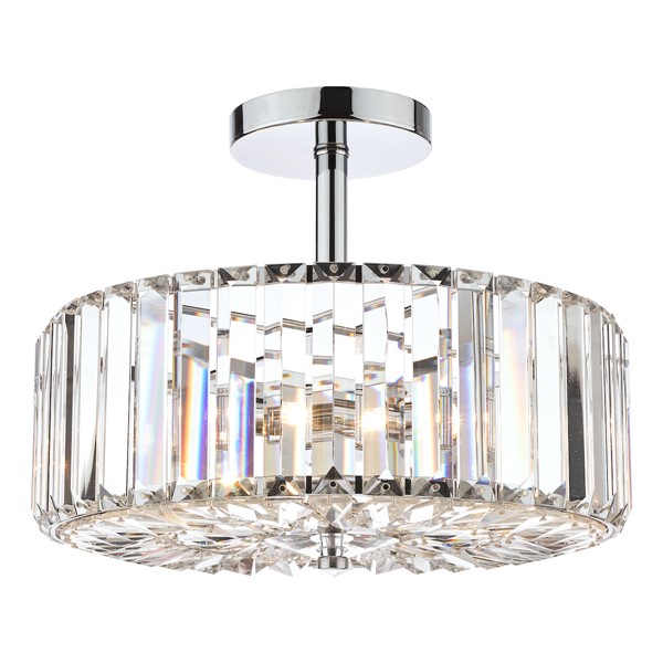 (image for) Laura Ashley Fernhurst 3lt Semi Flush Polished Chrome Glass